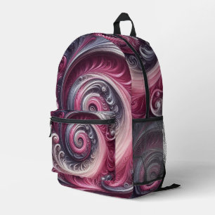 Sac À Dos Imprimé Moderne Abstrait Simple Tourbillonnant Rose et Vio