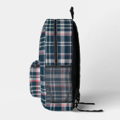 Sac À Dos Imprimé Moderne Bleu foncé Vérifier Plaid Monogrammes Init (Droite)