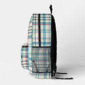 Sac À Dos Imprimé Moderne Cute Bleu Vérifier Plaid Monogramme Initia (Droite)