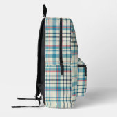 Sac À Dos Imprimé Moderne Cute Bleu Vérifier Plaid Monogramme Initia (Gauche)