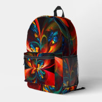 Moderne Floral Abstrait Art Orange Bleu Motif #14