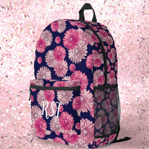Sac À Dos Imprimé Moderne Floral rose et Marine Blue Girl
