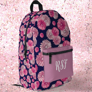 Sac À Dos Imprimé Moderne Floral rose et Marine Blue Girl