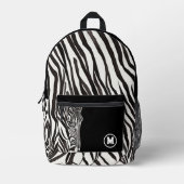 Sac À Dos Imprimé Moderne initiale de nom gras en noir et blanc rayé (Recto)