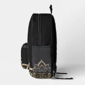 Sac À Dos Imprimé Moderne Mandala Boho Spirituel Black Gold (Droite)