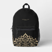 Sac À Dos Imprimé Moderne Mandala Boho Spirituel Black Gold (Recto)