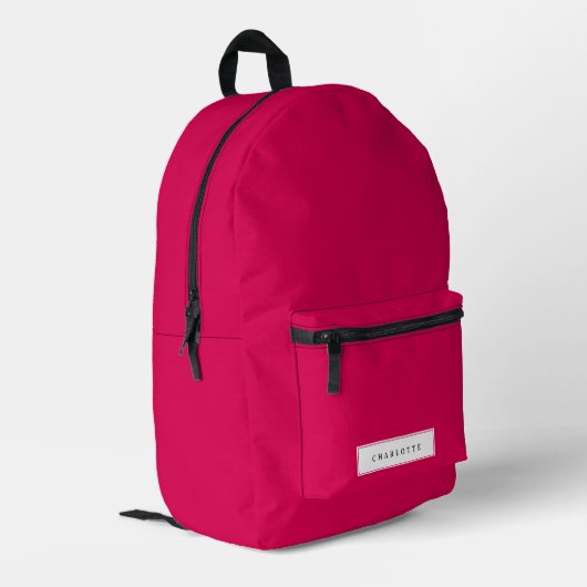 Sac À Dos Imprimé Moderne Minimal Rose Chaud Couleur Solide Nom pers (Coin arrière gauche)