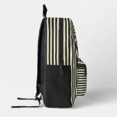 Sac À Dos Imprimé Moderne Monogramme Retro Black & Cream Stripes (Gauche)