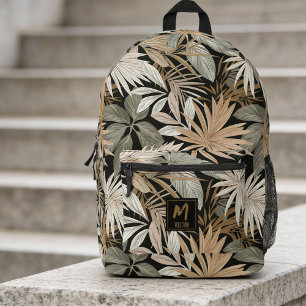 Sac À Dos Imprimé Moderne motif noir et or à feuilles tropicales per