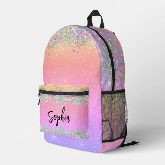 Sac À Dos Imprimé Moderne Pailleté Holographique Arc-en-ciel Féminin