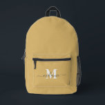Sac À Dos Imprimé Moderne Pastel Jaune Personnalisé Nom<br><div class="desc">Monogramme personnalisé jaune Pastel moderne Nom sac imprimé</div>