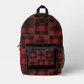 Sac À Dos Imprimé Moderne plaid de buffle noir et rouge (Recto)