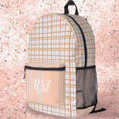 Sac À Dos Imprimé Moderne Preppy Orange Plaid et rayures Girly
