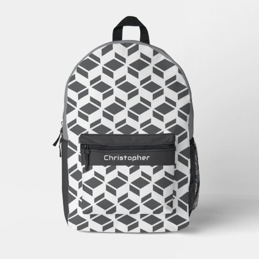 Sac À Dos Imprimé Moderne Répéter Motif gris blanc (Recto)