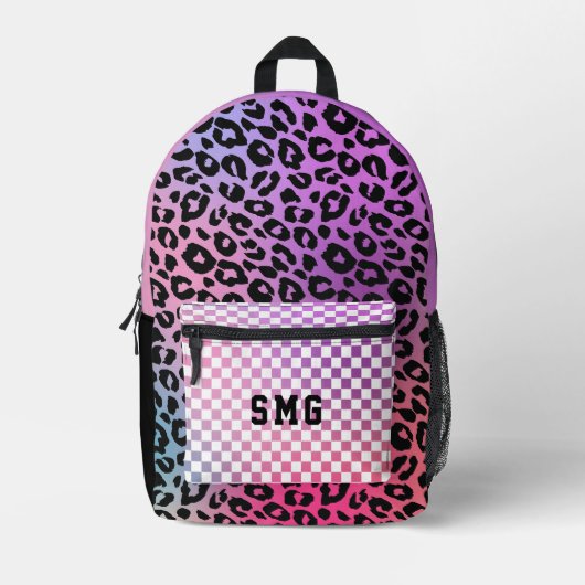 Sac À Dos Imprimé Moderne rose tendance Motif Monogrammes Initiales  (Recto)