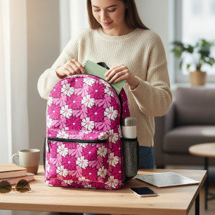Sac À Dos Imprimé Moderne rose violet blanc Floral Motif