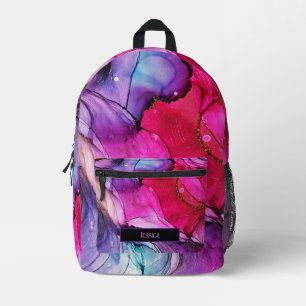 Sac À Dos Imprimé Moderne violet, rose et bleu marbré personnalisabl