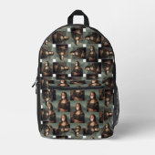 Sac À Dos Imprimé Mona Lisa soufflant bulle rose gomme (Recto)