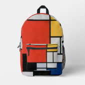 Sac À Dos Imprimé Mondrial Composition Rouge Jaune Bleu Noir (Recto)