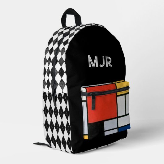 Sac À Dos Imprimé Mondrian et Jacquard géométrique (Coin arrière gauche)
