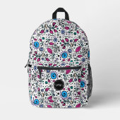 Sac À Dos Imprimé Monogram Flower Pattern blue Swirl Berry White -  (Recto)
