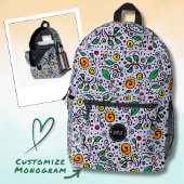 Sac À Dos Imprimé Monogram Flower Pattern orange Swirl Berry Lilac