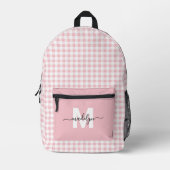 Sac À Dos Imprimé Monogramme à carreaux gingham rose (Recto)