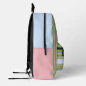 Sac À Dos Imprimé Monogramme à rayures vert et rose (Gauche)