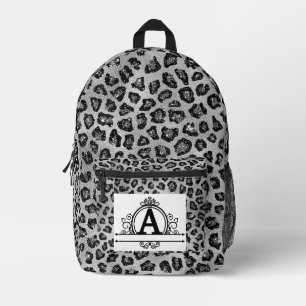 Sac À Dos Imprimé Monogramme A sur imprimé guépard noir et argent