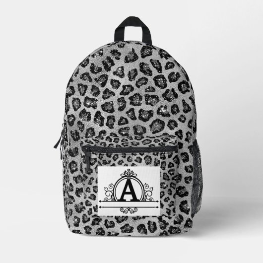 Sac À Dos Imprimé Monogramme A sur imprimé guépard noir et argent (Recto)
