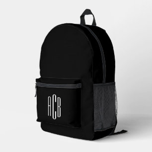 Sac À Dos Imprimé Monogramme à trois lettres noir et blanc