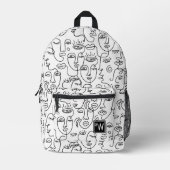 Sac À Dos Imprimé Monogramme Abstrait  noir blanc (Recto)