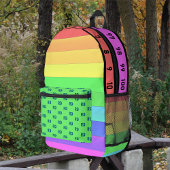 Sac À Dos Imprimé Monogramme Amusement, Rayures Arc-En-Ciel Lumineus