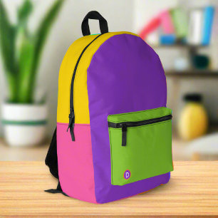 Sac À Dos Imprimé Monogramme arc-en-ciel coloré Retour à l'école