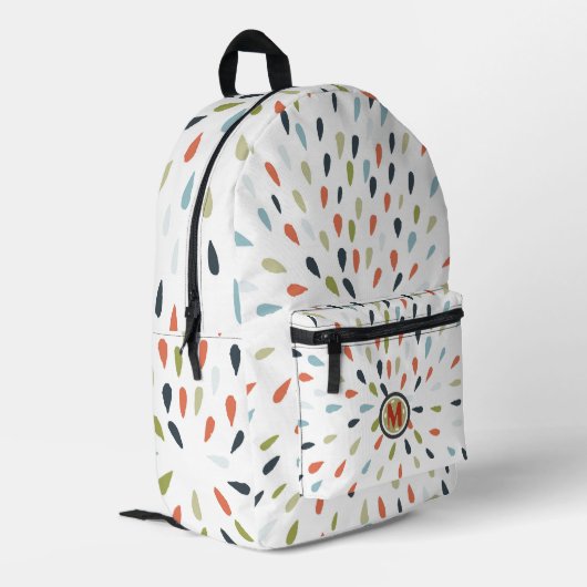 Sac À Dos Imprimé Monogramme Blanc Bleu Vert Orange Motif goutte (Coin arrière gauche)