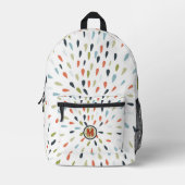 Sac À Dos Imprimé Monogramme Blanc Bleu Vert Orange Motif goutte (Recto)