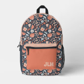 Sac À Dos Imprimé Monogramme bleu floral rose et bleu marine (Recto)