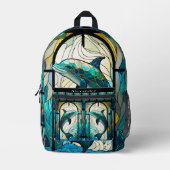 Sac À Dos Imprimé Monogramme Bleu Turquoise Dauphin Stain Verre (Recto)