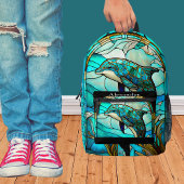 Sac À Dos Imprimé Monogramme Bleu Turquoise Dauphin Stain Verre