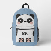 Sac À Dos Imprimé Monogramme Cendres Bleues mignonnes Panda Enfants (Recto)