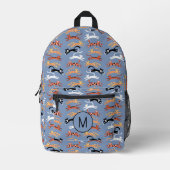 Sac À Dos Imprimé Monogramme Chat Kitty Initial Personnalisé (Recto)