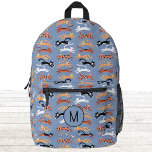 Sac À Dos Imprimé Monogramme Chat Kitty Initial Personnalisé<br><div class="desc">Beaucoup de chats adorables pour les amoureux des animaux. Art original de Nic Squirrell. Modifiez le monogramme initial pour personnaliser.</div>