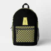 Sac À Dos Imprimé Monogramme damier noir et jaune (Recto)