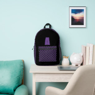 Sac À Dos Imprimé Monogramme damier noir et violet