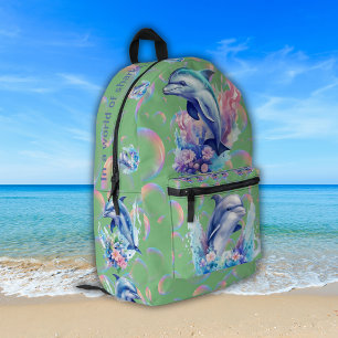 Sac À Dos Imprimé Monogramme dans un monde de requins, soyez vert da