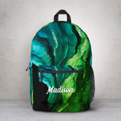 Sac À Dos Imprimé monogramme d'art en marbre chic à parties scintill