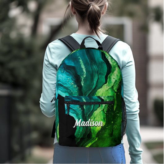 Sac À Dos Imprimé monogramme d'art en marbre chic à parties scintill