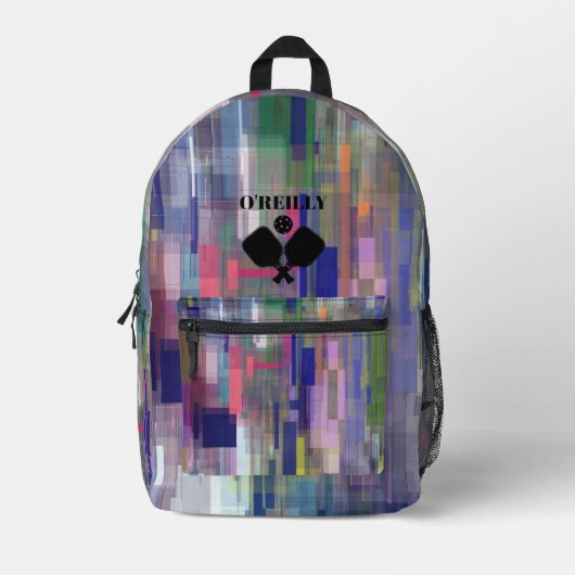 Sac À Dos Imprimé Monogramme d'art moderne violet Pickleball (Recto)