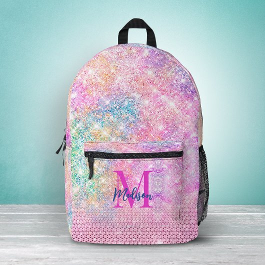 Sac À Dos Imprimé monogramme de la fausse parties scintillant rose u