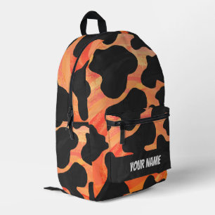 Sac À Dos Imprimé Monogramme de Motif de vache noire et orange